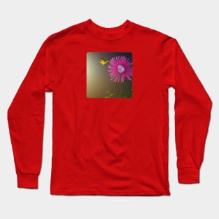 A.I. Generated Alien Flower with a Yellow Bird Long Sleeve T-Shirt